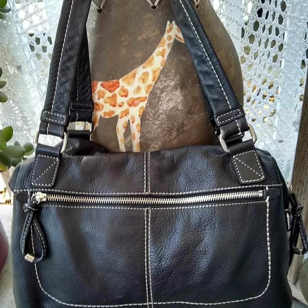BANANA REPUBLIC BLACK LEATHER SHOULDER BAG - Picture 7 of 8